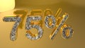 % off discount promotion sale made of realistic gold helium text, 3D rendering Royalty Free Stock Photo