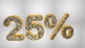 % off discount promotion sale made of realistic gold helium text, 3D rendering Royalty Free Stock Photo