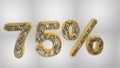 % off discount promotion sale made of realistic gold helium text, 3D rendering Royalty Free Stock Photo