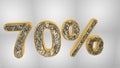 % off discount promotion sale made of realistic gold helium text, 3D rendering Royalty Free Stock Photo