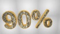 % off discount promotion sale made of realistic gold helium text, 3D rendering Royalty Free Stock Photo