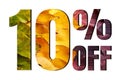 10% off discount promotion sale poster, ads. Autumn sale banner with green, yellow and red leaves on white background. Royalty Free Stock Photo