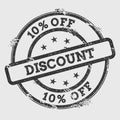 10% off Discount rubber stamp isolated on white.