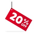 20% OFF discount. Sale Vector Symbol. Red Tag.