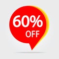 60% OFF Discount Sticker Symbol. Sale Red Tag Isolated Vector Il