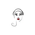 Off face hat, girl icon. Element of beautiful girl in a hat icon for mobile concept and web apps. Thin lin Off face hat, girl icon Royalty Free Stock Photo