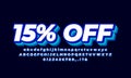 15% off fifteen percent sale 3d layered blue design template