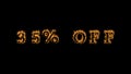 35% Off fire text effect black background Royalty Free Stock Photo