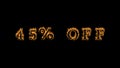45% Off fire text effect black background Royalty Free Stock Photo