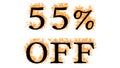 55% Off fire text effect white isolated background Royalty Free Stock Photo