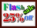 25% off flash sale 3d text illustration in the brown fram.