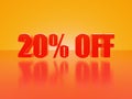 20% off glossy text on hot orange background series Royalty Free Stock Photo