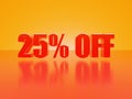 25% off glossy text on hot orange background series Royalty Free Stock Photo