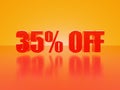 35% off glossy text on hot orange background series Royalty Free Stock Photo