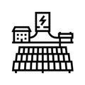 off grid solar panel line icon vector illustration