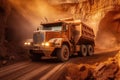 Off-highway truck at work in a large mining area, Generative AI