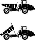 Off-highway trucks. Heavy mining trucks. Vector