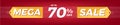 70 off. Horizontal red banner. Advertising for Mega Sale. Up to seventy percent discount for promotions. Royalty Free Stock Photo