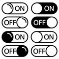 On off icon vector set. Switch button illustration sign or symbol collection. Royalty Free Stock Photo