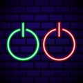 On and Off lamp Neon light Toggle switch button. Vector illustration. Fluorescent light vector illustration