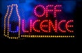 Off licence liquor store neon light sign Royalty Free Stock Photo