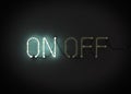 On and Off neon light sign on black background.