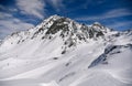 Off piste skiing experience at the Thorens Glacier in Val Thorens ski resort, France.