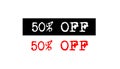 50% off rubber stamp badge with typewriter set text logo design Royalty Free Stock Photo