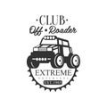 Off-Road Adventure Extreme Club And Rental Black And White Promo Label Design Template
