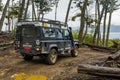 Off road adventure journey at Fagnano Lake by 4x4 car in Argentinian Patagonia