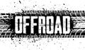 Off-road black and white grunge banner with tire marks in grunge style. Hand drawn grunge lettering text with Tire Royalty Free Stock Photo