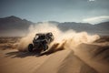 off-road buggy speeding through the desert, with wind blowing in your hair