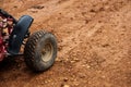 Off-road buggy tire on dirt road Royalty Free Stock Photo