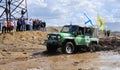 Off-road car in difficult terrain Royalty Free Stock Photo