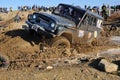 Off-road car in difficult terrain Royalty Free Stock Photo