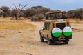 Off road car driving in Tarangire national park in Tanzania