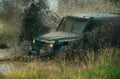 Off road car on mountain road. Off road car. Truck car wheel on offroad steppe adventure trail. Beautiful nature. Royalty Free Stock Photo