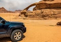 Off-road car in Wadi Rum desert Royalty Free Stock Photo