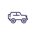 off-road car, 4wd truck line icon, vector