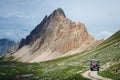 Off road caravain driving on a narrow path near the Rocca La Meja, italy Royalty Free Stock Photo