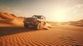 Off-road driving fast in the desert bashing sand dunes