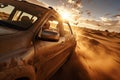 Off-road driving fast in the desert bashing sand dunes