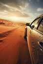 Off-road driving fast in the desert bashing sand dunes