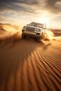 Off-road driving fast in the desert bashing sand dunes