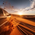 Off-road driving fast in the desert bashing sand dunes