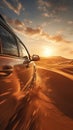 Off-road driving fast in the desert bashing sand dunes