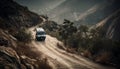 Off road driving through mountains, adventure awaits generated by AI