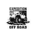 Off road expedition car illustration  design. 4x4 vehicle car with mud terrain and dust background. extreme expedition Royalty Free Stock Photo