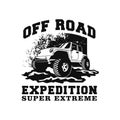 Off road expedition super extreme 4x4 car illustration  design. outdoor vehicle with mud terrain and dust background. Royalty Free Stock Photo
