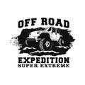 Off road expedition super extreme 4x4 car illustration  design. outdoor vehicle with mud terrain and splash dust background Royalty Free Stock Photo